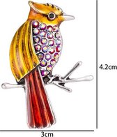 Vogel Speld-Broche met Gekleurde Zirkonia