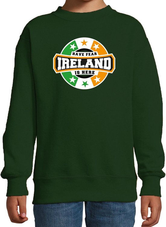 Have fear Ireland is here sweater met sterren embleem in de kleuren van de Ierse vlag - groen - kids - Ierland supporter / Iers elftal fan trui / EK / WK / kleding 122/128