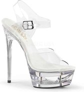 Pleaser - ECLIPSE-608 Sandaal met enkelband, Paaldans schoenen - Paaldans schoenen - 36 Shoes - Transparant