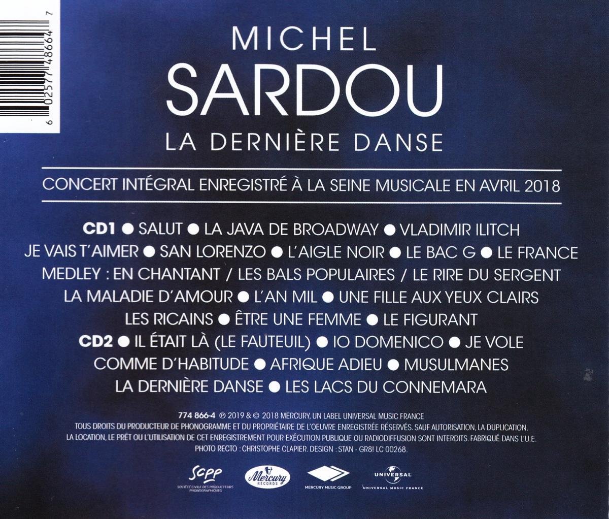 La Derniere Danse, Michel Sardou CD (album) Muziek