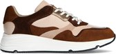 Manfield - Dames - Cognac sneakers met roze details - Maat 40