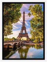 Parijs poster - seine - Eiffeltoren poster- kamer poster - liefde - Frankrijk - kleurrijk poster - slaapkamer poster - water poster - stadsposter
