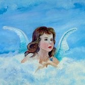Schilderij:Engel Bernadette 30 x 30 (  moederdag - Valentijn - topcadeaus- art - schilderij - kunst - decoratief- engel - religie - verjaardagen - kraamcadeau - meisjes - geschenk-