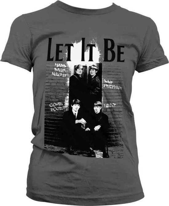 Grijs The Beatles T-shirt met de albumhoes van Let It Be en de bandleden.