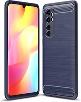 Xiaomi Mi Note 10 Lite Carbone Brushed Tpu Blauw Cover Case Hoesje CBL
