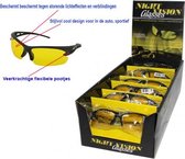Nachtbril Nightvision Geel CARPOINT - voor in de auto -  beschermt tegen storende lichteffecten en verblindingen - stijlvolle auto avond / nachtbril semi zonnebril