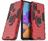 Samsung Galaxy A21s Robuust Kickstand Shockproof Rood Cover Case Hoesje