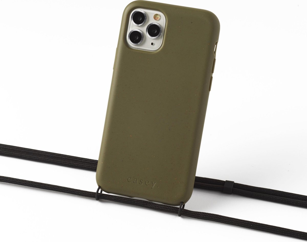 Duurzaam hoesje groen Apple iPhone XR met koord black