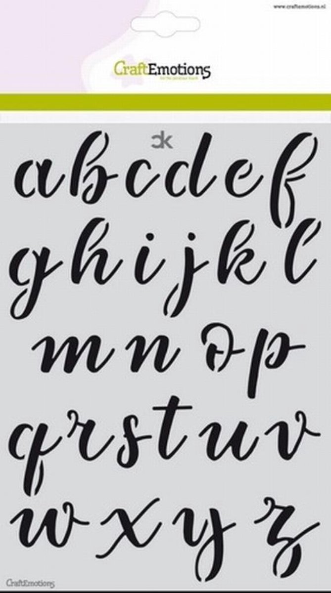 CraftEmotions stencil - alfabet CK handletter A5 - H=±17-43mm A5 Carla Kamphuis