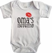 Witte romper met "Oma's lieveling" - maat 68 - grootmoeder, babyshower, zwanger, cadeautje, kraamcadeau, grappig, geschenk, baby, tekst, bodieke