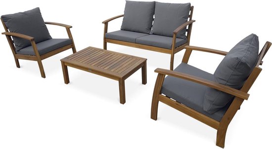 sweeek - Houten loungeset, ushuaïa, 4 zitplaatsen