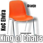 King of Chairs model KoC Elvira oranje met verchroomd onderstel. Kantinestoel stapelstoel kuipstoel vergaderstoel tuinstoel kantine stoel stapel stoel tuin stoel  kantinestoelen st