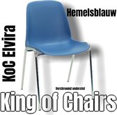 King of Chairs model KoC Elvira hemelsblauw met verchroomd onderstel. Kantinestoel stapelstoel kuipstoel vergaderstoel tuinstoel kantine stoel stapel stoel tuin kantinestoelen stap