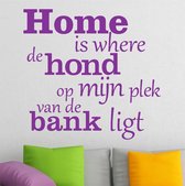 muursticker Home is where de hond - paars - 50x47,5cm