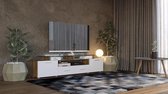 Maxima House - EVORA S - TV Meubel - Hoogglans - Inclusief LED -  Inclusief Glas - 195 cm - Country Eiken / Wit - Modern Design