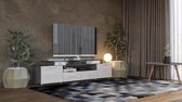 Maxima House - EVORA S - TV Meubel - Hoogglans - Inclusief LED -  Inclusief Glas - 195 cm - Grijs / Monaco Eiken - Modern Design