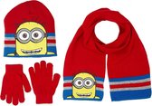 Minions winterset - Model "Smiling Minion" - Handschoenen, sjaal en muts - Rood - 52 cm