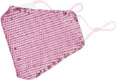 Glitter mondkapje wasbaar | roze | met katoen en pailletten| mondmasker | verstelbaar