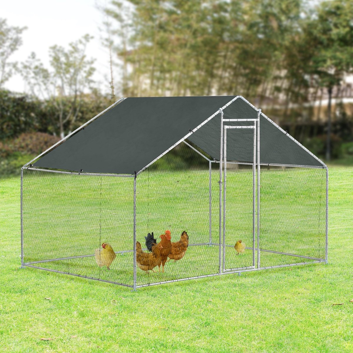 Kippenbal, veiligheidskooi voor huisdieren van pvc, 3-delig beweegbaar kippenhok in bolvorm, kippenkooi, kogelkooi