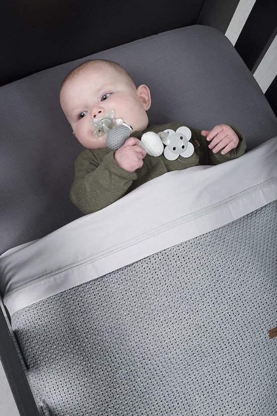 Baby's Only Gebreid speenkoord - Fopspeenkoord - Fopspeenketting - Zilvergrijs/Grijs/Wit - Baby cadeau van Baby's Only — afbeelding 4