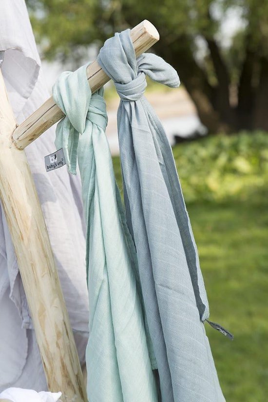 Baby's Only Baby swaddle - Inbakerdoek - Hydrofiele doeken - Stonegreen - 65x65 cm - 70% bamboe/30% katoen - 2 stuks van Baby's Only — afbeelding 5