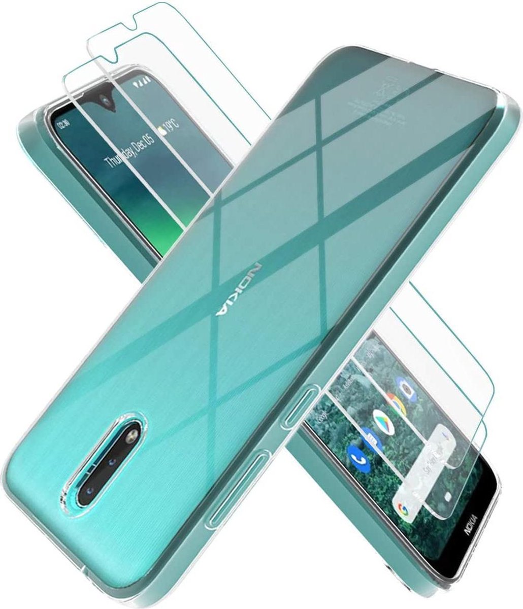 Nokia 2.3 Silicone hoesje + Tempered Glas Screenprotector