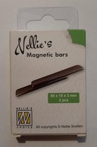 STBM003 - Nellie Snellen 2 magnetic bars - 50 x 10 x 3 mm - rechthoekige magneten - magneet zilverkleur - magneetjes zijn geschikt voor stampingbuddy  pro