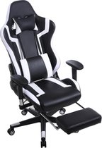 Bol.com Gamestoel Tornado relax bureaustoel - met voetsteun - ergonomisch verstelbaar - zwart wit aanbieding