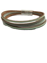 Petra's Sieradenwereld - *Leren armband groen met magneetsluiting (734)