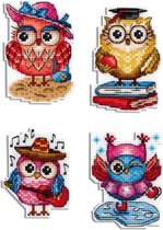 Borduurpakket met Stramien - Owl Stories - Magnets - telpatroon om zelf te borduren