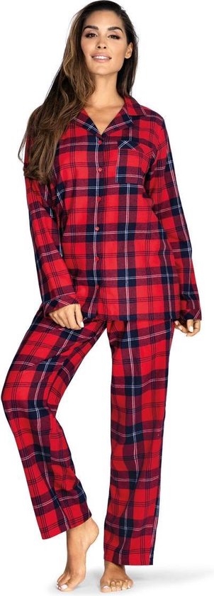 Flanellen doorknoop dames pyjama | bol.com