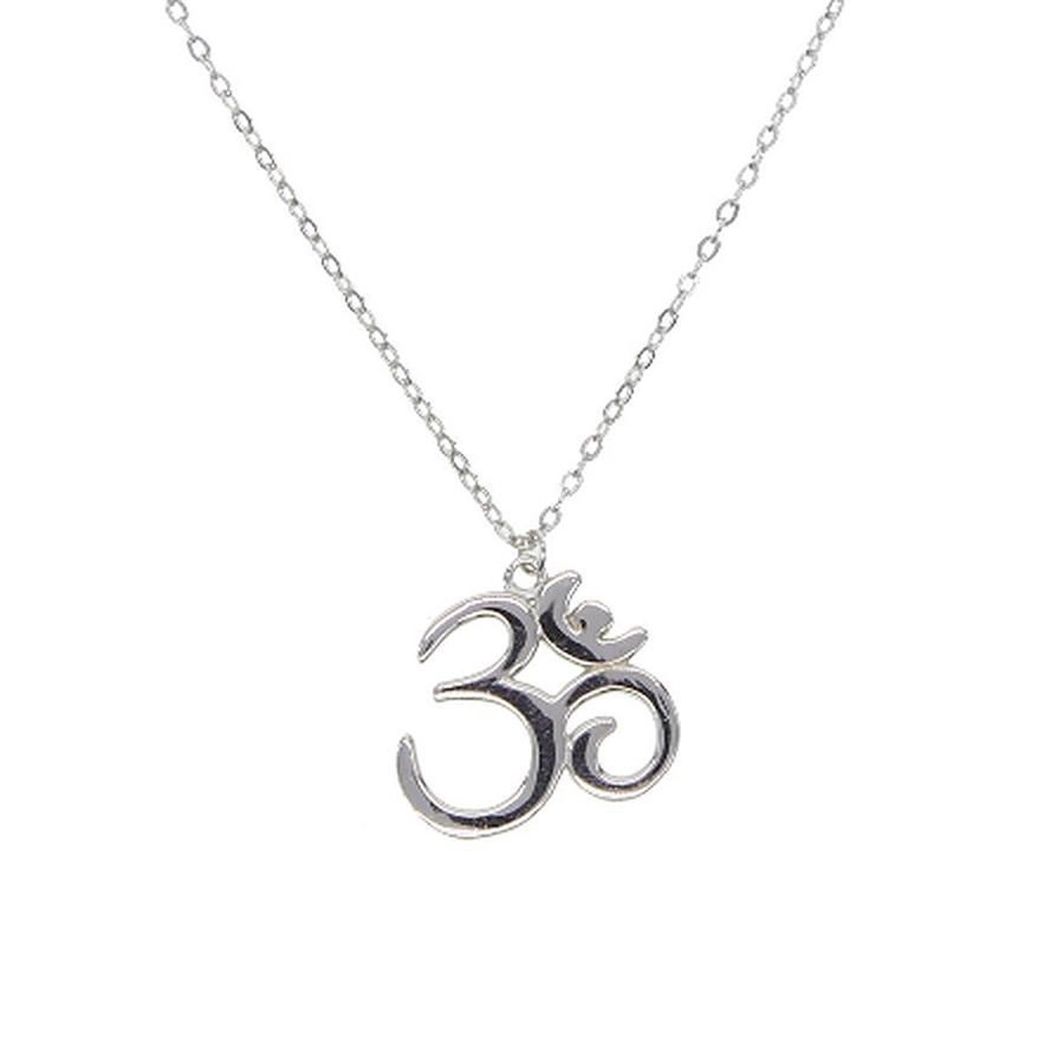N3 Collecties 925 Sterling Zilveren 41 + 5 Cm Ketting Vrouwen 'Ohm Om' Yoga Symbool Ketting