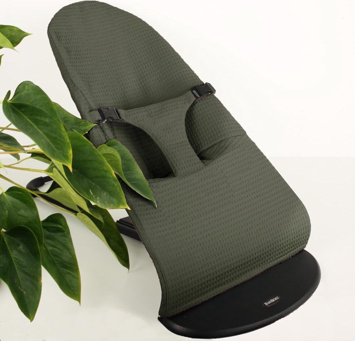 Ukje Hoes Wipstoelhoes geschikt voor BabyBjörn Wipstoel Bliss en Balance Soft - Geschikt als Vervanging Originele Baby Björn Hoes - Perfecte Pasvorm - Zacht katoen - Tweezijdig te Gebruiken - Beschermt je Stoel - Makkelijk Wasbaar - Groen Wafelstof – foto 5