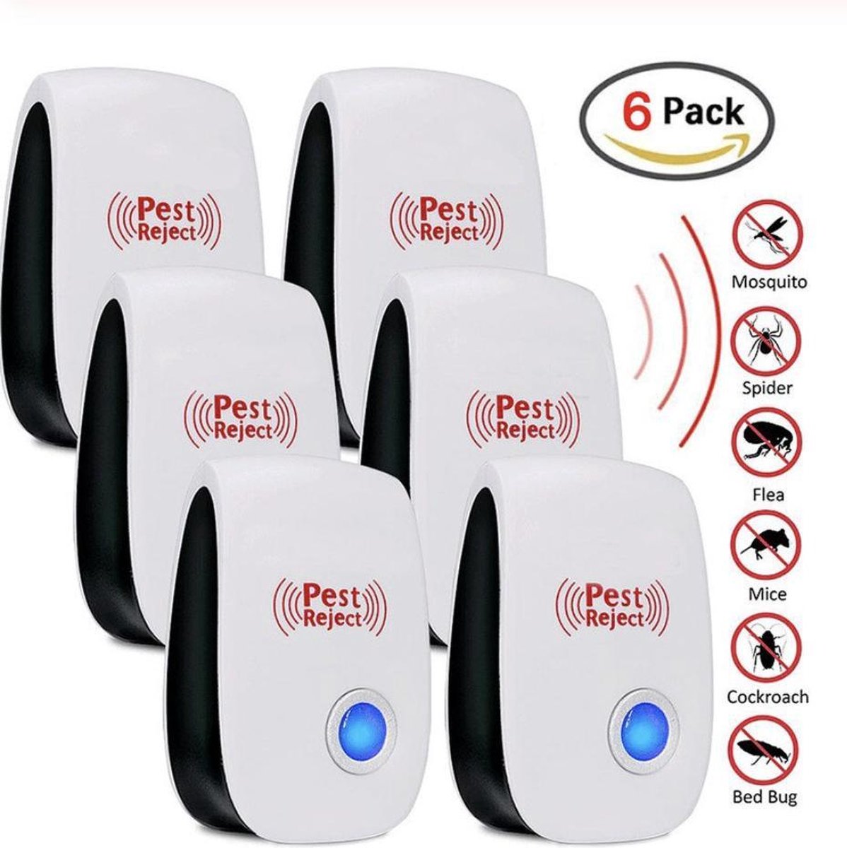 Bol.com 6-PACK Pest Reject - Ongedierte bestrijder Ultrasoon aanbieding
