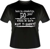 Funny zwart shirt. T-Shirt - Ben ik eindelijk 50 jaar - Krijg ik zo'n KUT Tshirt - Maat M
