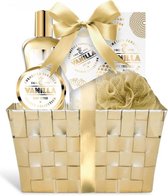 Giftset goud-vanille 6 st. met rieten mand