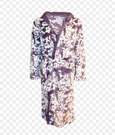 Dames badjas fleece met zakken en capuchon wit/paars L 38-40