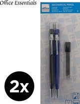4x Vulpotloden | Mechanical Pencil | 24x Vullingen | 0,7 mm | Zwart - Blauw