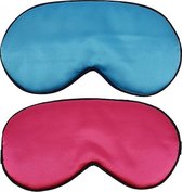 Slaapmaskers Extra Zacht Satijn - 2 Stuks -Licht Blauw & Roze - Thuis - Slaapmasker - Verduisterend - Onderweg - Vliegtuig - Festival - Slaapcomfort - oDaani