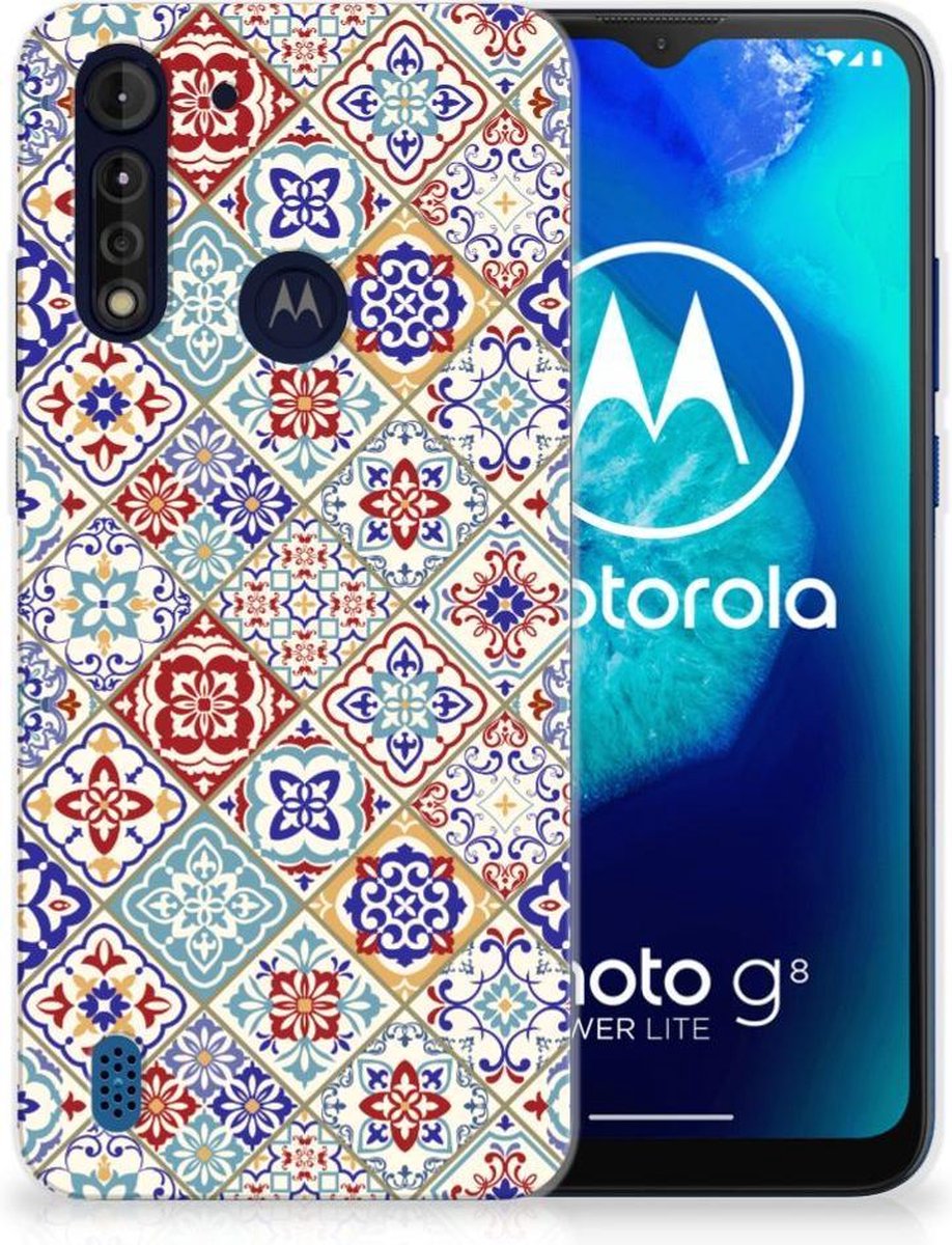 Motorola Moto G8 Power Lite TPU Siliconen Hoesje Tiles Color