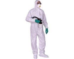 Deltaplus Beschermende Overall met Kap (L) | Microvezel Non-Woven | Wit | EN13034 Type 6 | EN13982-1 Type 5 | 60 g/m²
