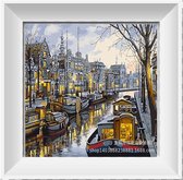 Artstudioclub®  schilderen op nummer volwassenen boten op kanaal, misschien NL, 40x50cm -Zonder lijstcm