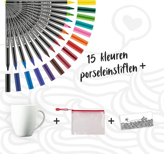 assistent overdrijven timer Edding 4200 porseleinstiften – Compleet pakket: 15 kleuren porseleinstiften  in etui +... | bol.com