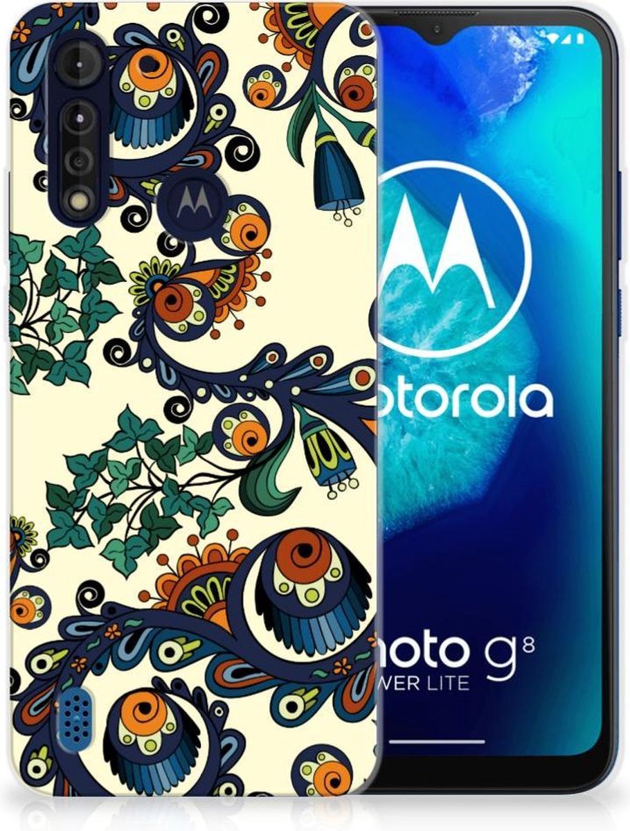 Siliconen Hoesje Motorola Moto G8 Power Lite Barok Flower