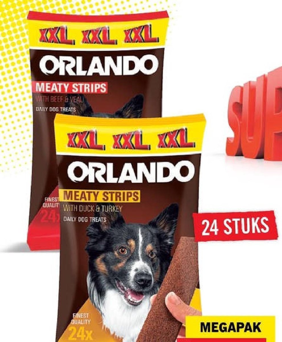 tv station Farmacologie waarde 2 x Vleesstrips Hond Orlando Meatystrips XXL 480g hondenvoer pedigree royal  canin ... | bol.com