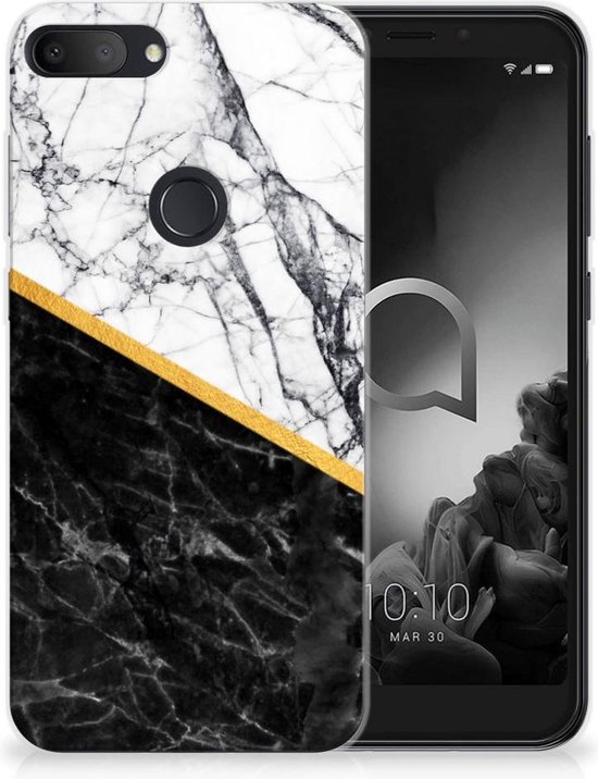 Smartphonehoesje Alcatel (2019) Smartphone hoesje Marble White Black | bol.com