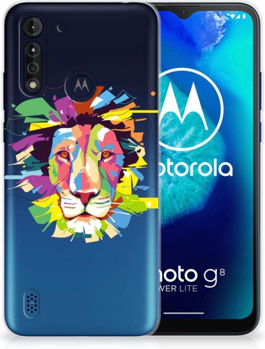 Motorola Moto G8 Power Lite Telefoonhoesje met Naam Lion Color