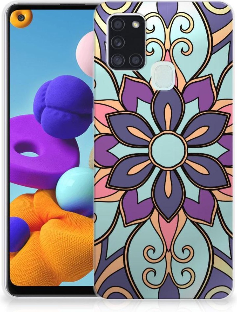 TPU Hoesje voor Samsung Galaxy A21s TPU Case Purple Flower