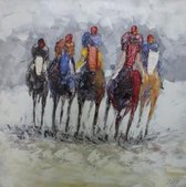 Olieverfschilderij - schilderij paardensport - handgeschilderd - 100x100 - woonkamer slaapkamer