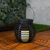 Solar tuinverlichting - Lantaarn voor buiten 'Basket' small - Rotanlook lamp - Buitenlampen op zonne-energie - Zwart